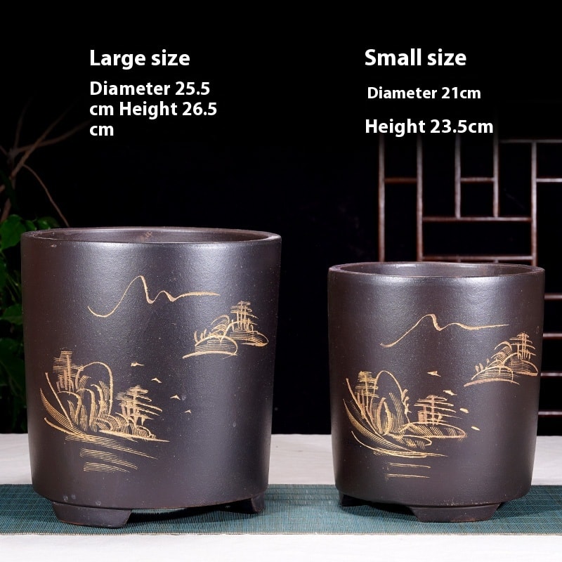 Cliff Style Cylindrical Minimalist Purple Sand Flowerpot view 13