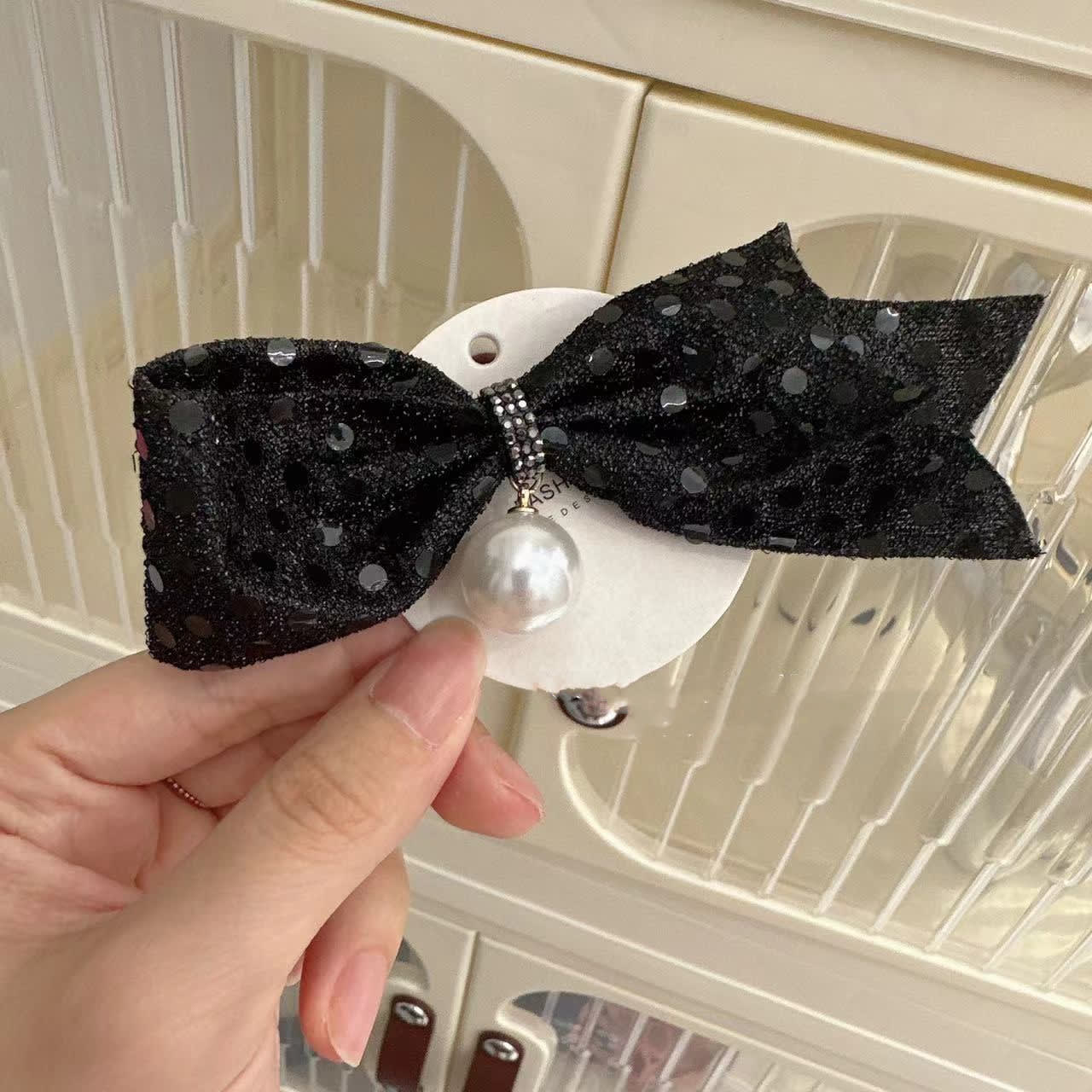 Super  Rhinestone Gray Bow Barrettes Fashion view 5