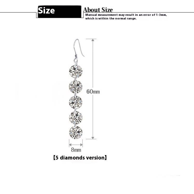 Five-piece Diamond Long Stay Tassel Earring view 2