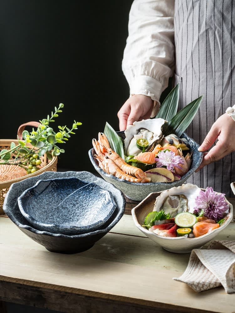 Creative Upscale Restaurant Salmon Seafood Posture Sashimi Plate view 2