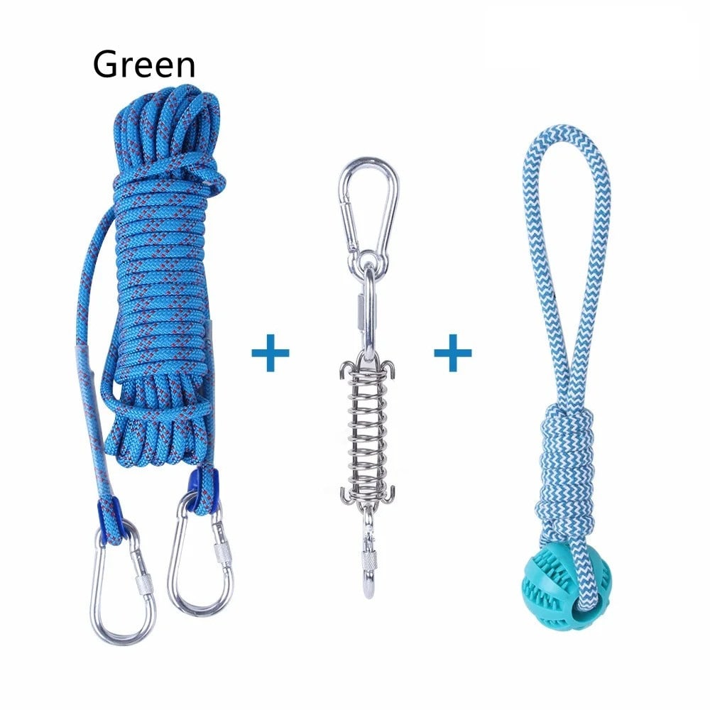 Outdoor Funny Dog Toy Stainless Steel Spring Suspension Cotton String Households Outdoor Toy Training view 7