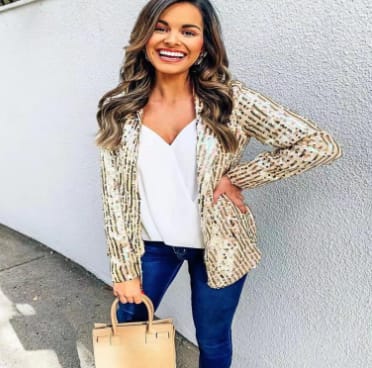 Sequined Long Sleeve Elegant Small Blazer view 9