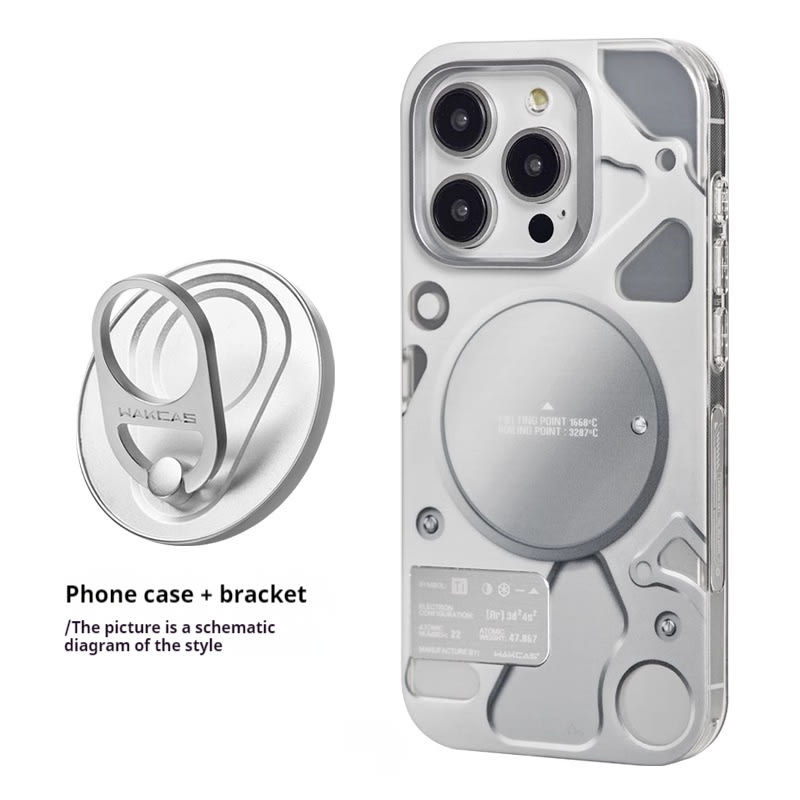 Electroplated Mechanical Silver Phone Case Personalized Magnetic Bracket view 7