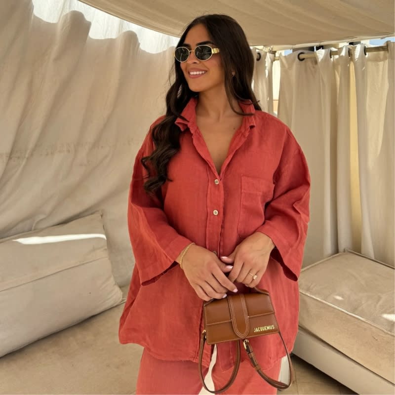 Casual Polyester Pocket Shirt Pants Suitable For Women's Wide Leg Pants, Long Sleeved Shirt Set, Women's Loose High Street Two-piece Set view 23