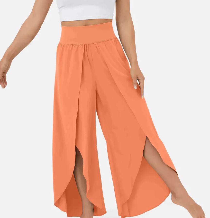 Loose Split Yoga Pants Summer Elastic High Waist Wide Leg Trousers Women's Fashion Versatile Clothing view 5