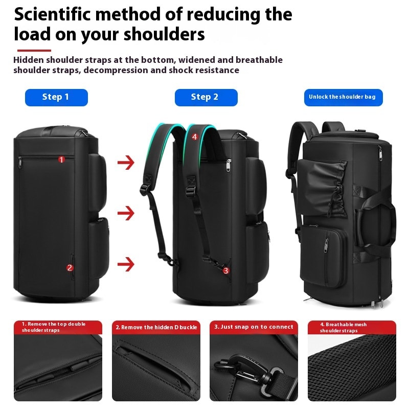High Quality Waterproof Suit Bag For Men Large Capacity Travel Bag With Shoe Compartment Dry And Wet Separation Travel Organizer view 4
