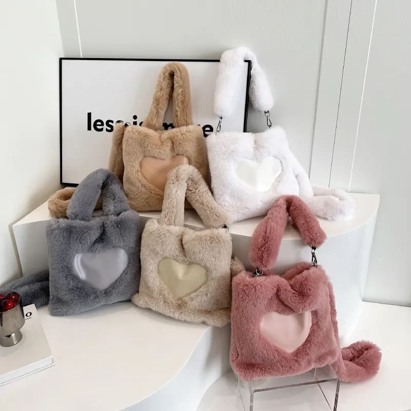 Women Fluffy Shoulder Bag Top-handle Bag Female Autumn Winter Handbag Plush Tote Girls Fashion Shopping Bags Handbags For Women view 2