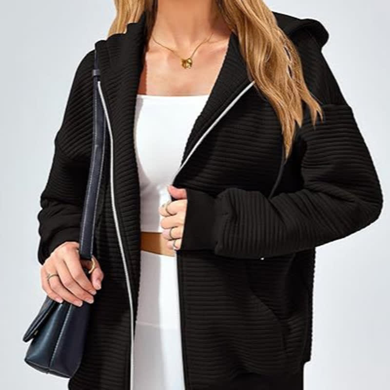 Women's Long-sleeved Sports Fashion Zipper Hooded Sweatshirt Top view 2