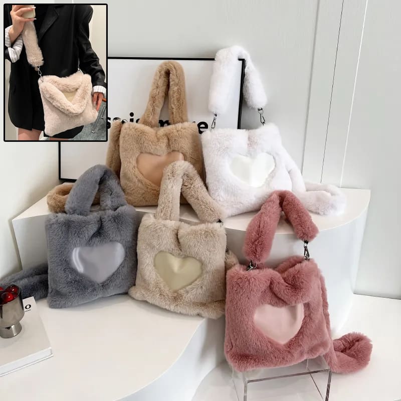 Women Fluffy Shoulder Bag Top-handle Bag Female Autumn Winter Handbag Plush Tote Girls Fashion Shopping Bags Handbags For Women view 8