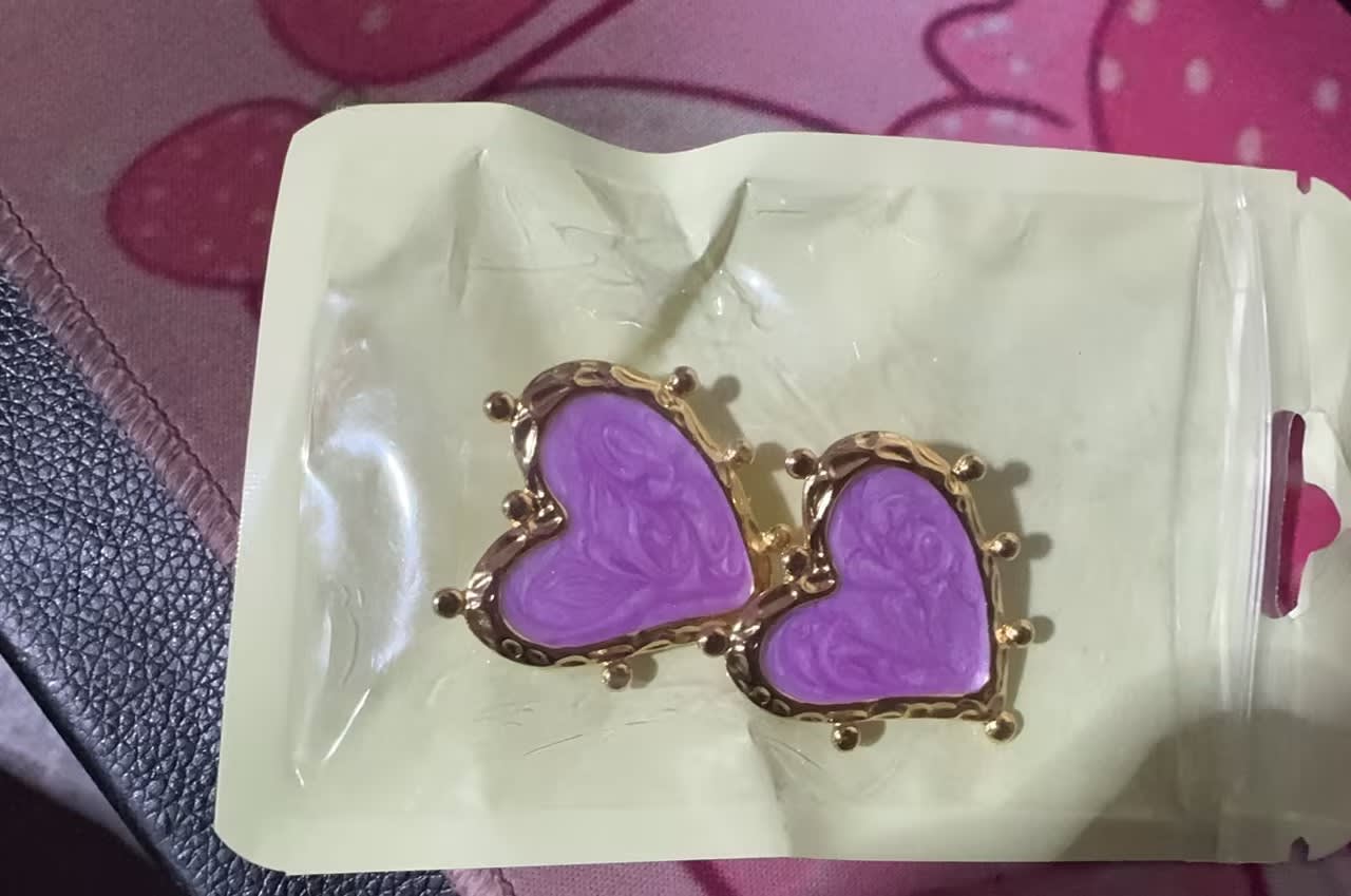 Sweet Magic Purple Love Stainless Steel Retro Fashion Ear Studs Girl Beautiful Love Jewelry Earrings For Women view 5