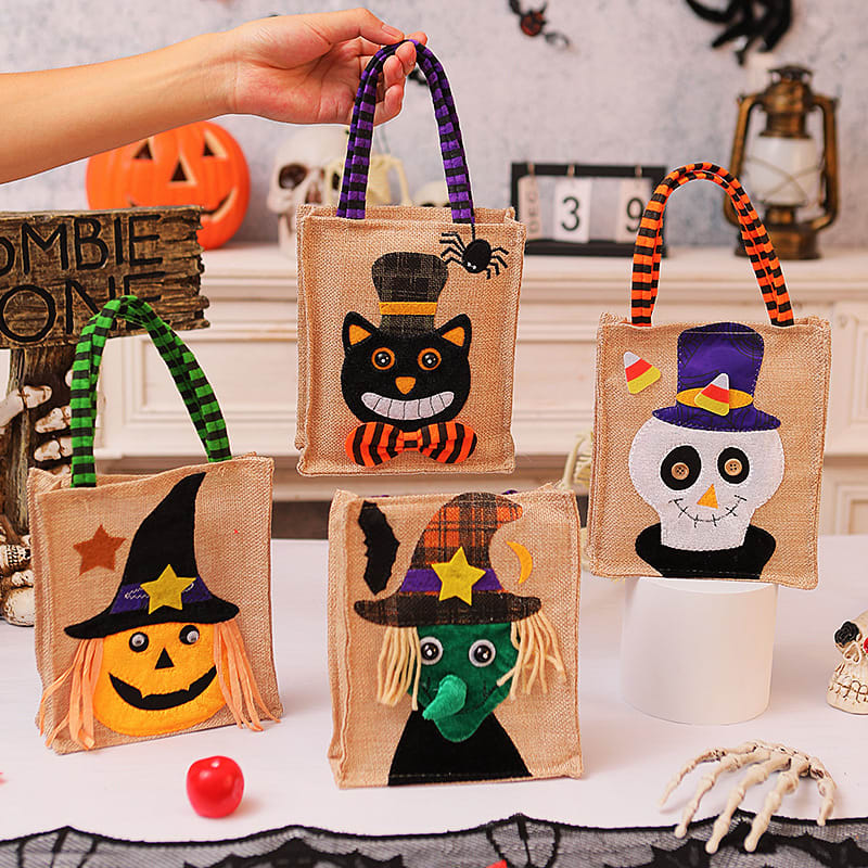 Halloween Candy Tote Bag For Kids Funny Creative Witch Skull Pumpkin Gift Handbag Small Jewelry Props Shopping Bags view 3