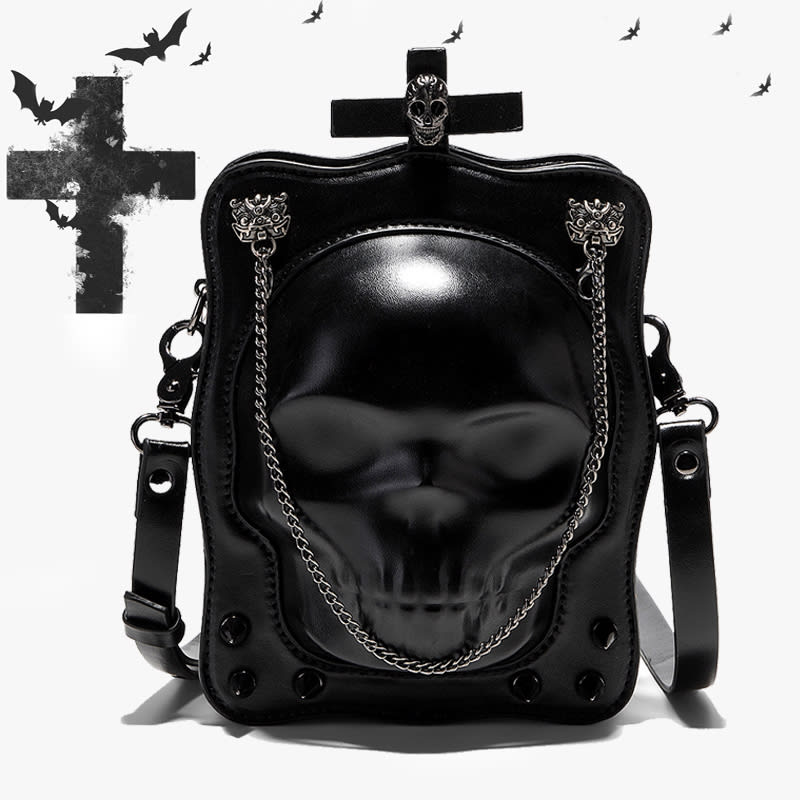 Halloween Skull Shoulder Bag Dark Gothic Crossbody Bags Women Mini Personality Square Messenger Bag view 6