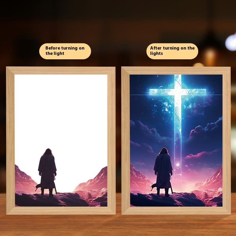 Jesus LED Light Painting Home Decoration Light Painting Photo Frame Led Night Light Room Decor Christmas Gifts Moon Lamp view 15