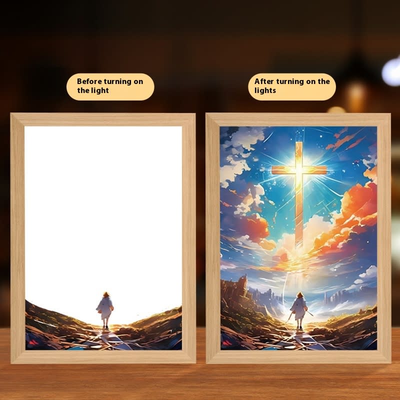 Jesus LED Light Painting Home Decoration Light Painting Photo Frame Led Night Light Room Decor Christmas Gifts Moon Lamp view 11