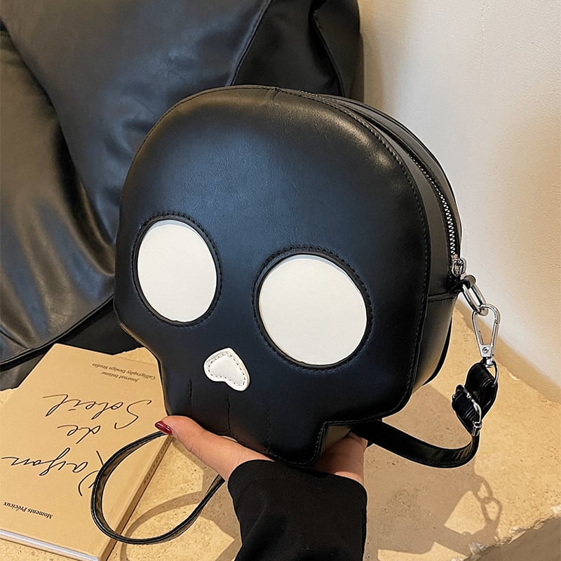 Cute Skull Small Round Bag Girls Halloween Personality Fashion Shoulder Bags Women's Crossbody Bag view 2