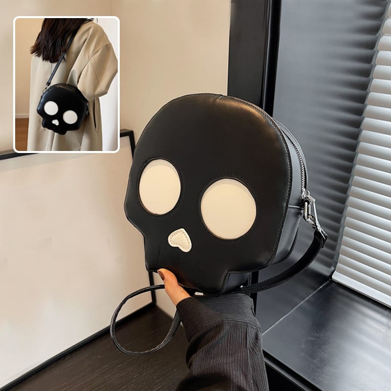 Cute Skull Small Round Bag Girls Halloween Personality Fashion Shoulder Bags Women's Crossbody Bag view 5
