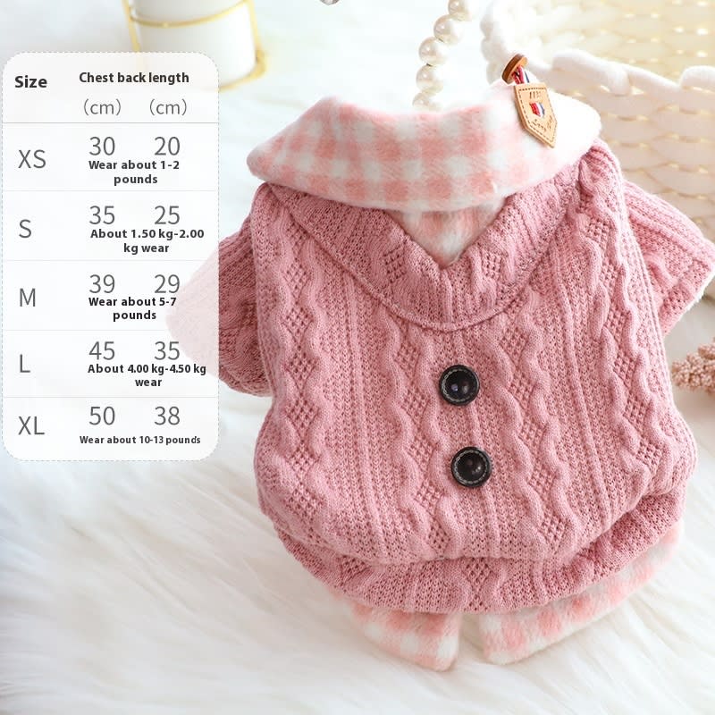Dog Clothes Sweater Fake Two Pieces Fleece-lined Warm Cotton view 2