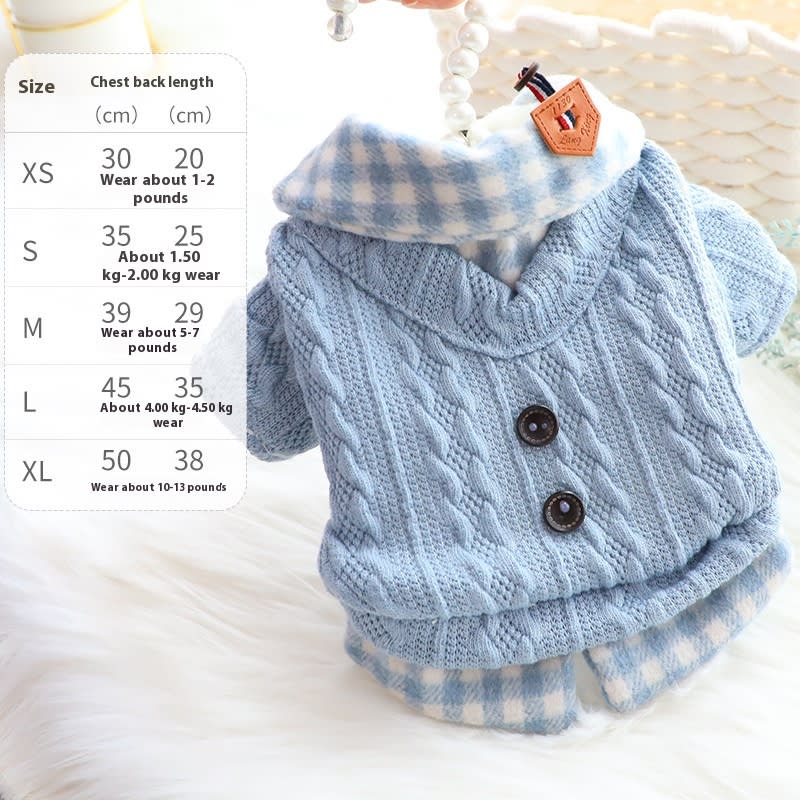 Dog Clothes Sweater Fake Two Pieces Fleece-lined Warm Cotton view 6