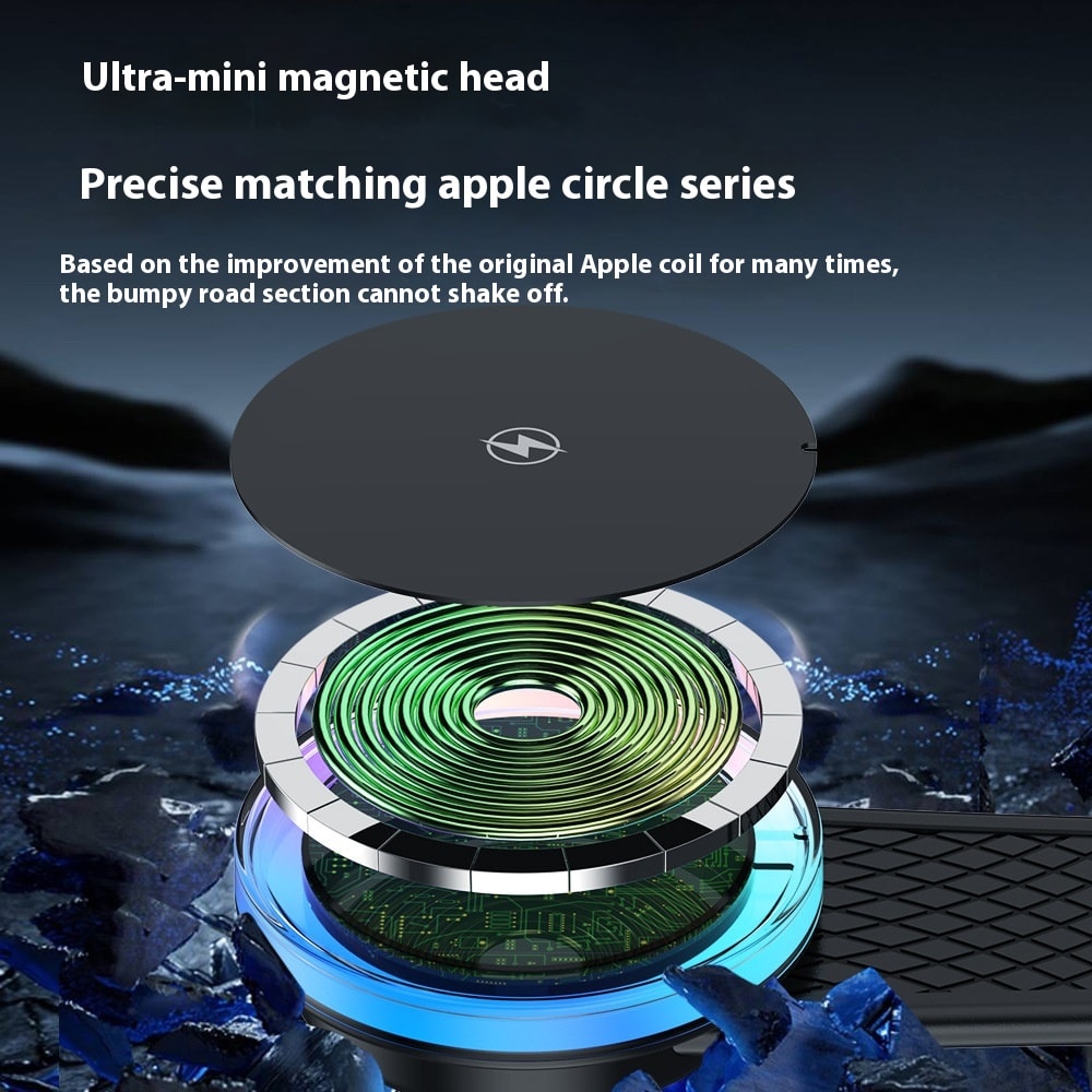 Car Magnetic Colorful Light Titanium Alloy Car Wireless Charging Bracket view 5