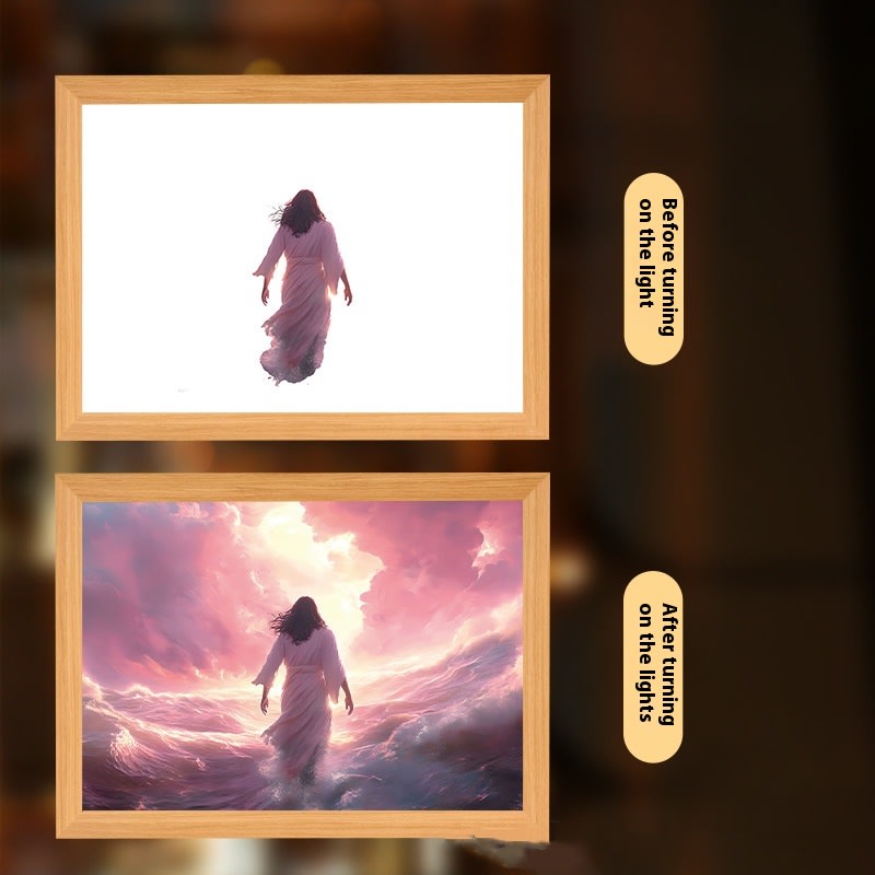 Jesus LED Light Painting Home Decoration Light Painting Photo Frame Led Night Light Room Decor Christmas Gifts Moon Lamp view 27