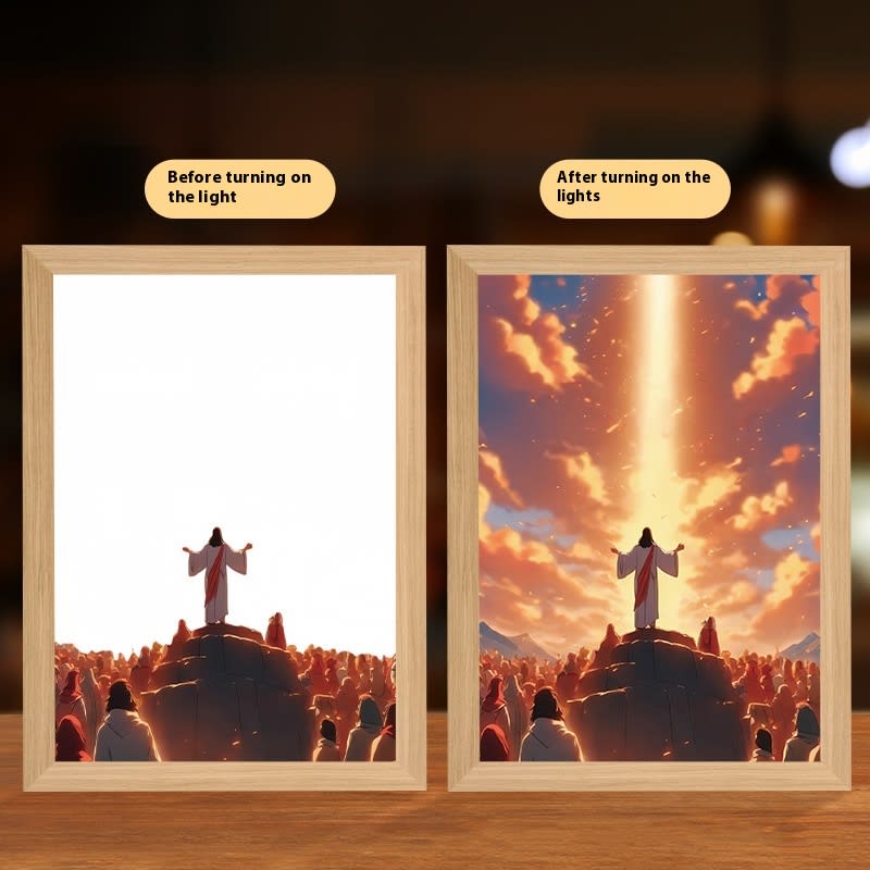 Jesus LED Light Painting Home Decoration Light Painting Photo Frame Led Night Light Room Decor Christmas Gifts Moon Lamp view 26