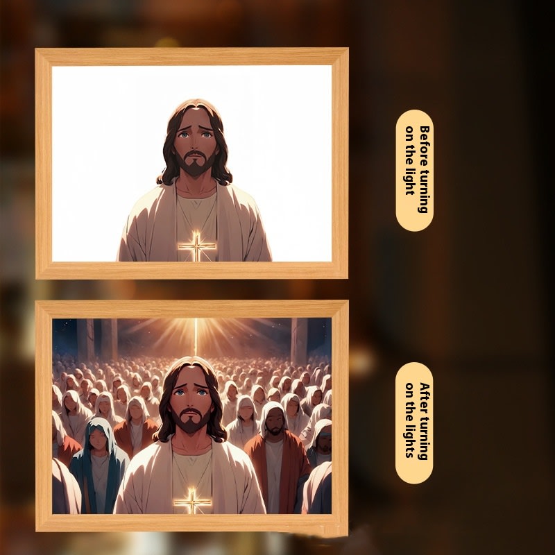 Jesus LED Light Painting Home Decoration Light Painting Photo Frame Led Night Light Room Decor Christmas Gifts Moon Lamp view 13
