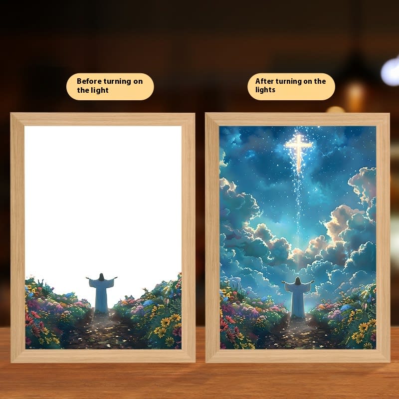 Jesus LED Light Painting Home Decoration Light Painting Photo Frame Led Night Light Room Decor Christmas Gifts Moon Lamp view 16