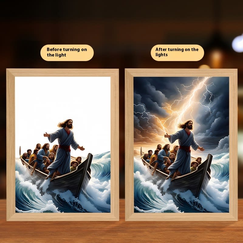 Jesus LED Light Painting Home Decoration Light Painting Photo Frame Led Night Light Room Decor Christmas Gifts Moon Lamp view 28