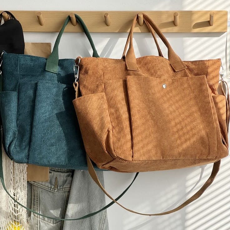 Thick Corduroy Shoulder Bags Simple All-match Commute Totes Student Leisure Artistic Portable Messenger Bag view 9