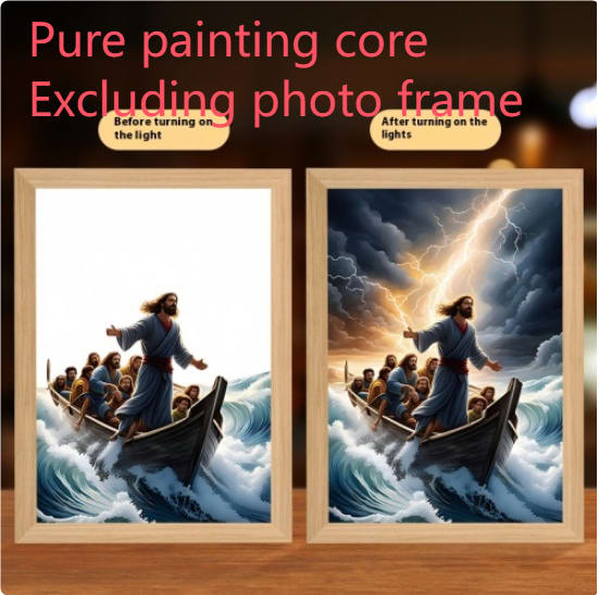 Jesus LED Light Painting Home Decoration Light Painting Photo Frame Led Night Light Room Decor Christmas Gifts Moon Lamp view 9