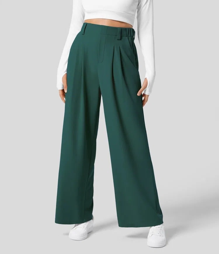 High Waist Straight Loose-fit Tappered Trousers Casual Simple view 16