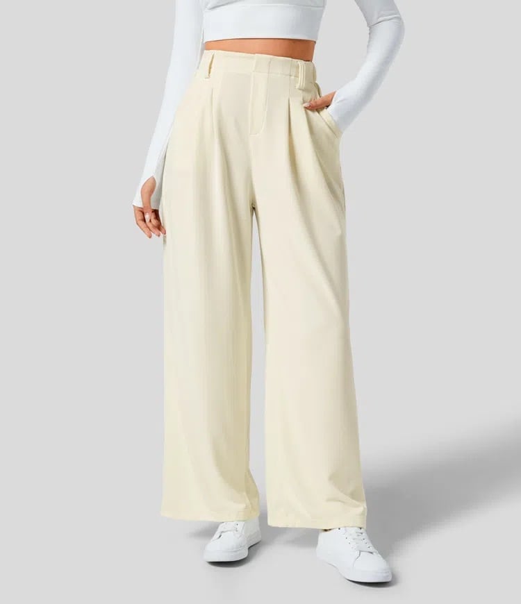 High Waist Straight Loose-fit Tappered Trousers Casual Simple view 24