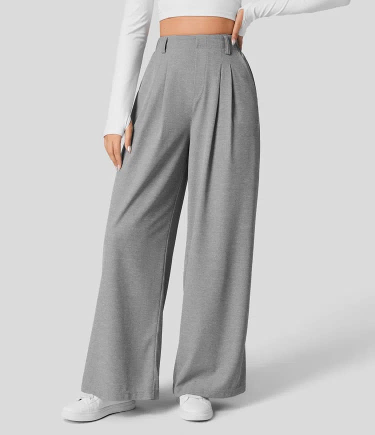 High Waist Straight Loose-fit Tappered Trousers Casual Simple view 17