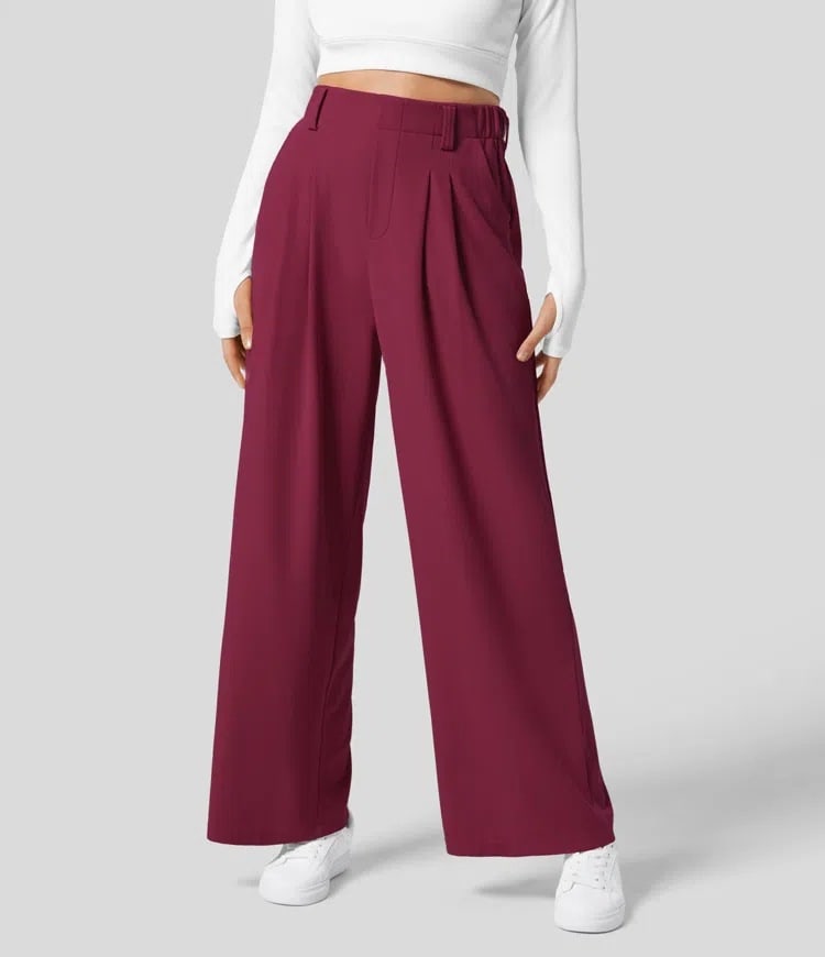 High Waist Straight Loose-fit Tappered Trousers Casual Simple view 19