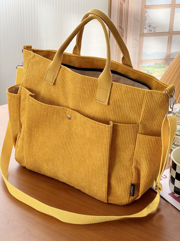 Thick Corduroy Shoulder Bags Simple All-match Commute Totes Student Leisure Artistic Portable Messenger Bag view 4