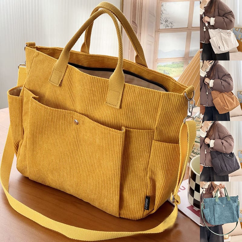 Thick Corduroy Shoulder Bags Simple All-match Commute Totes Student Leisure Artistic Portable Messenger Bag view 3