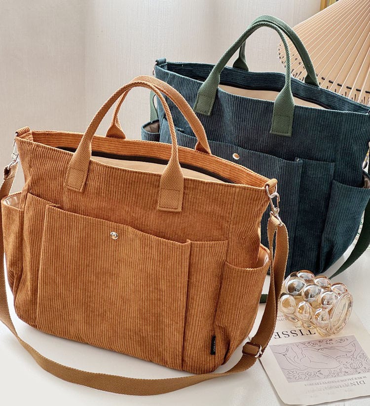Thick Corduroy Shoulder Bags Simple All-match Commute Totes Student Leisure Artistic Portable Messenger Bag view 8