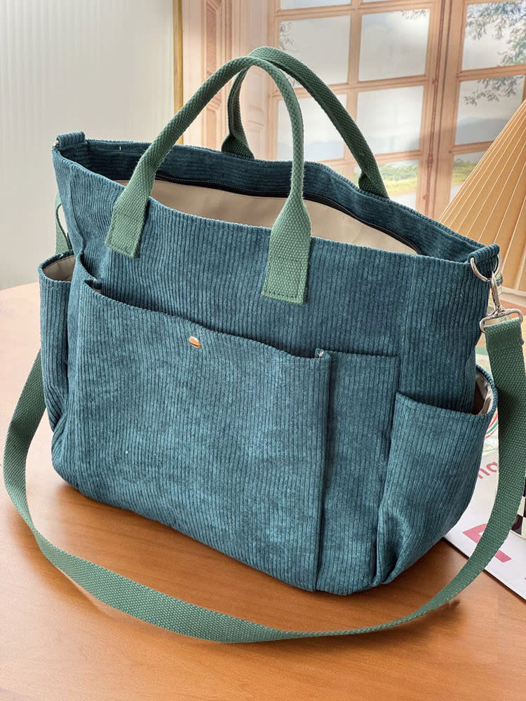 Thick Corduroy Shoulder Bags Simple All-match Commute Totes Student Leisure Artistic Portable Messenger Bag view 11