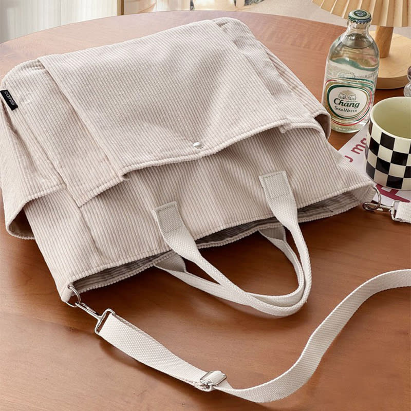 Thick Corduroy Shoulder Bags Simple All-match Commute Totes Student Leisure Artistic Portable Messenger Bag view 6