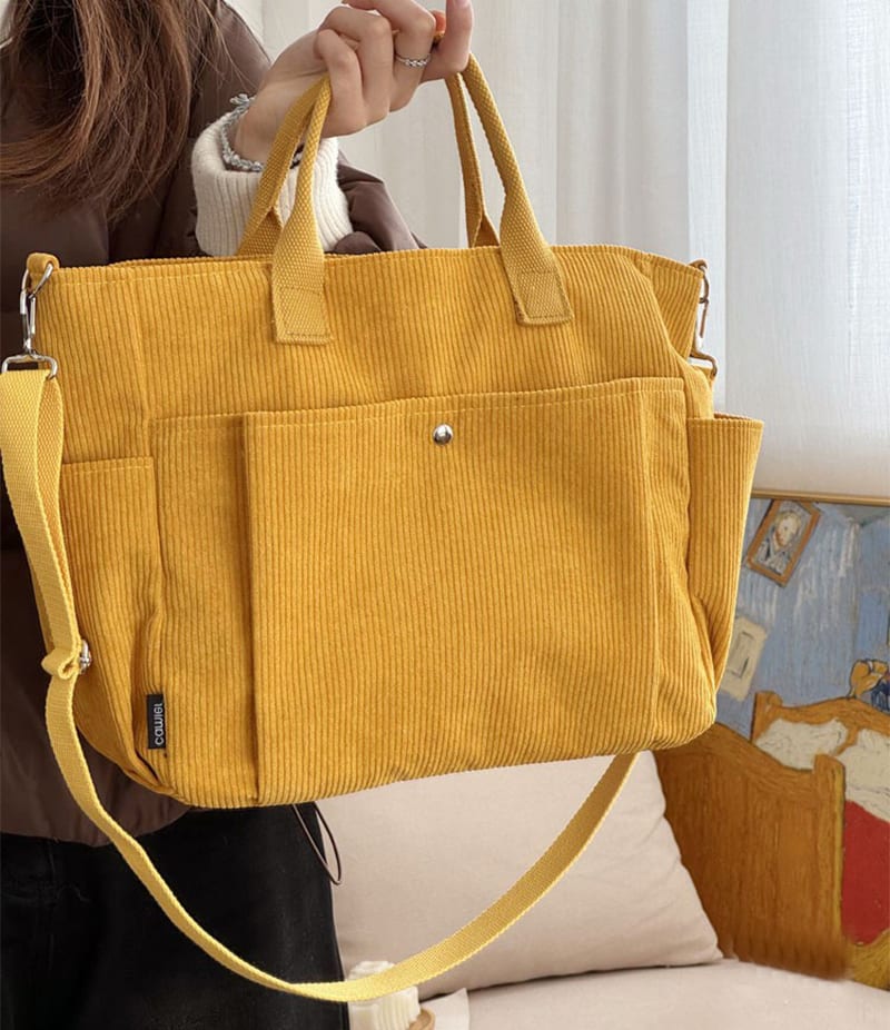 Thick Corduroy Shoulder Bags Simple All-match Commute Totes Student Leisure Artistic Portable Messenger Bag view 10