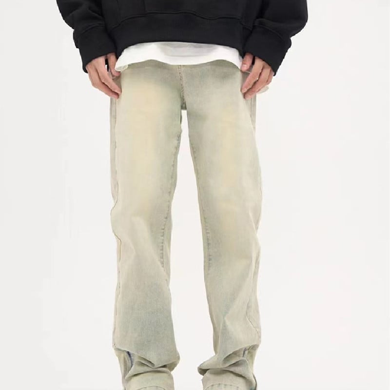 Men's Loose Straight Casual Zipper Trousers