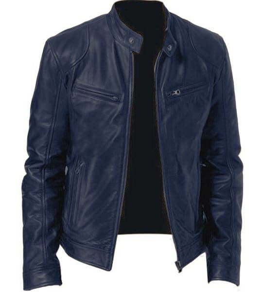 Men's Zip-up Cardigan PU Leather Jacket Fashion Pockets Stand Collar Short Tops Clothing view 5