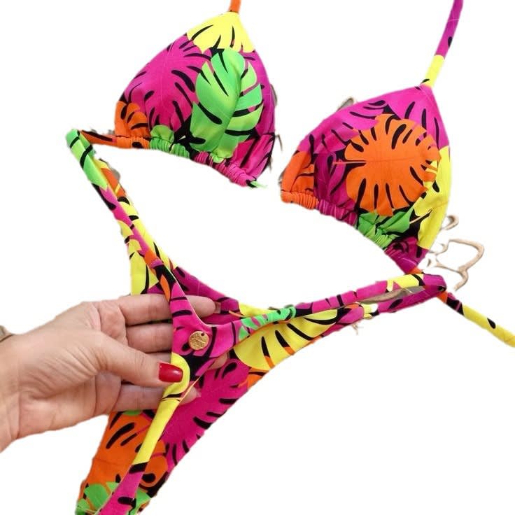 Women's Printed Lace Up Split Swimsuit Bikini view 7