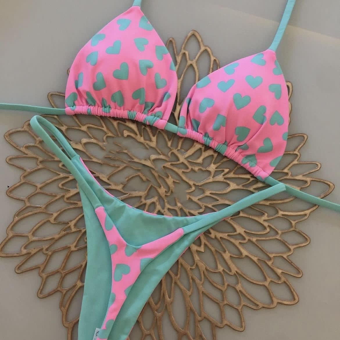 Women's Printed Lace Up Split Swimsuit Bikini view 8