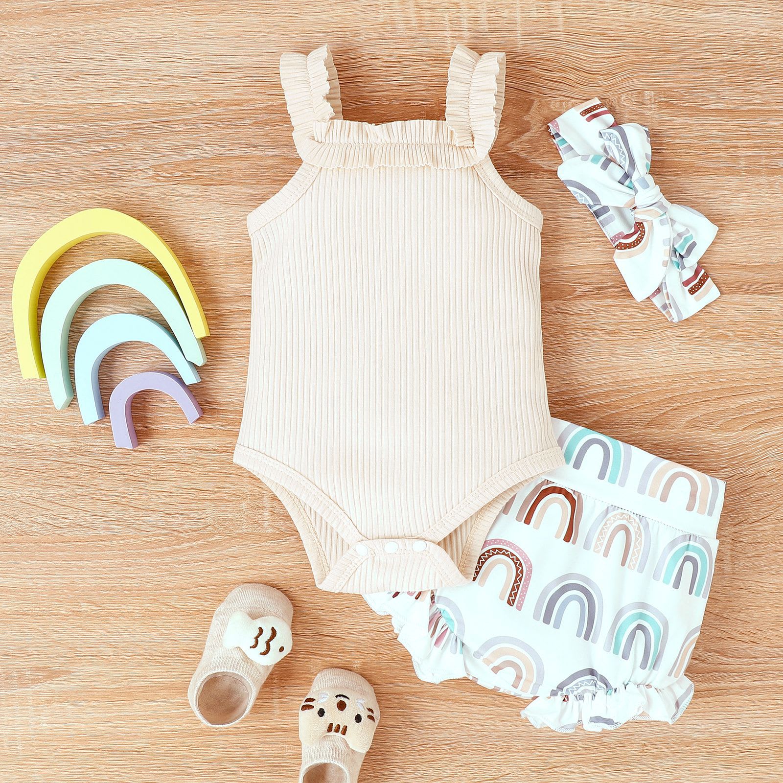 Printed Baby Bodysuit Shorts Suit view 8