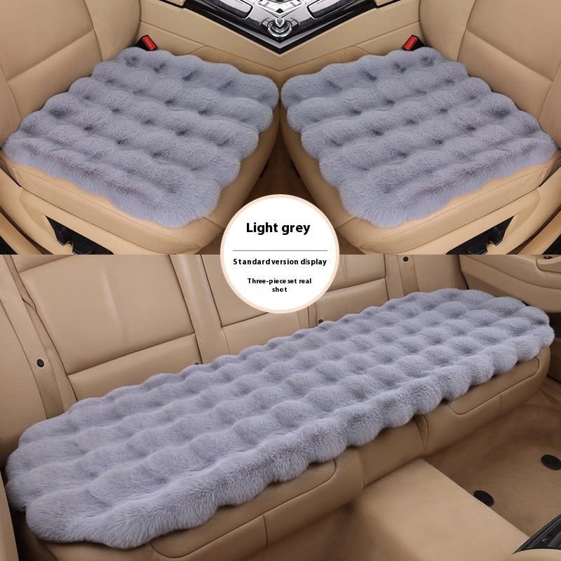 Car Cushion Winter Bubble Velvet Rabbit Plush Three-piece Set Without Backrest view 2