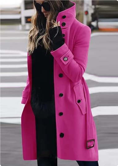 Autumn Winter New Woolen Coat Women's Slim Fit Cardigan Large Coat Women Long Sleeve Single Breasted Stand Collar Woolen Coat view 9