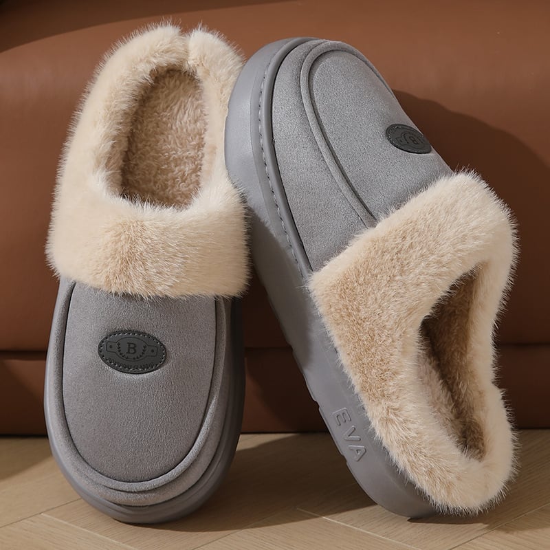 Winter Plush Slippers For Men Casual All-match Warm Suede House Shoes Indoor Non-slip Floor Bedroom Slipper view 4