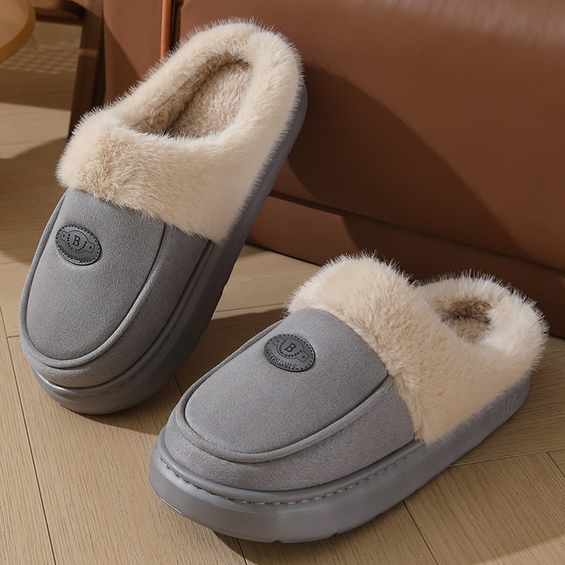 Winter Plush Slippers For Men Casual All-match Warm Suede House Shoes Indoor Non-slip Floor Bedroom Slipper view 5