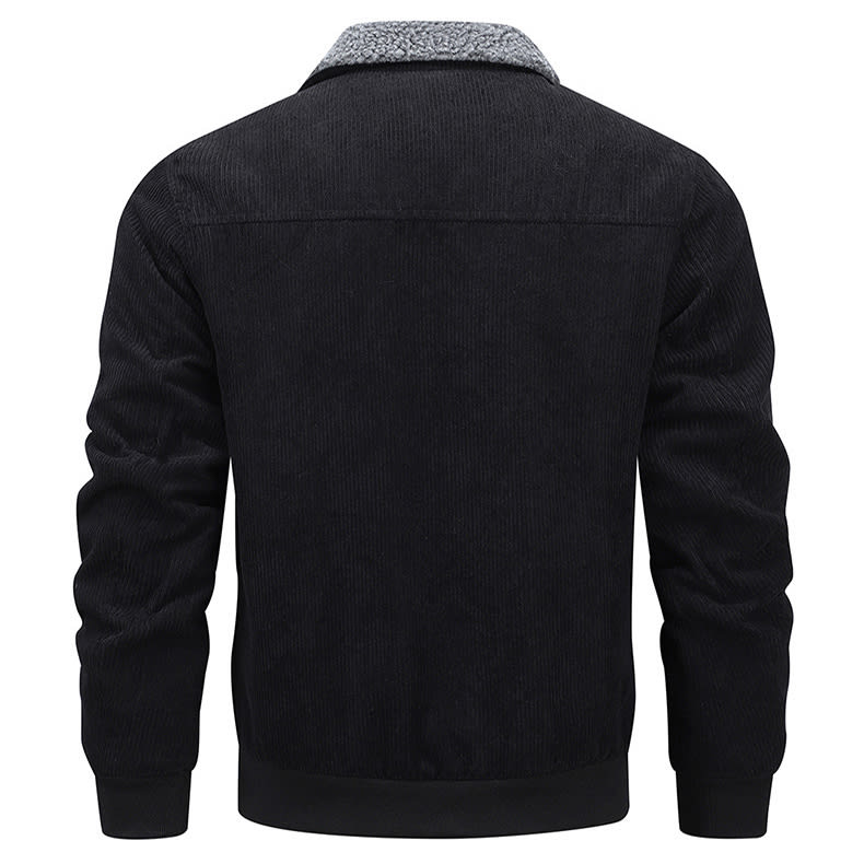 Winter Lapel Fleece Jacket With Pockets Warm Thicken Cotton Coat Men's Clothing view 5